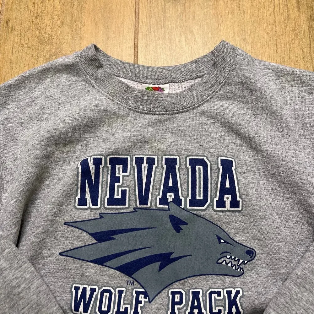 Nevada Wolf Pack Crewneck Sweatshirt Gray Logo Youth XL 14/16 Vintage Y2K - Picture 2 of 9